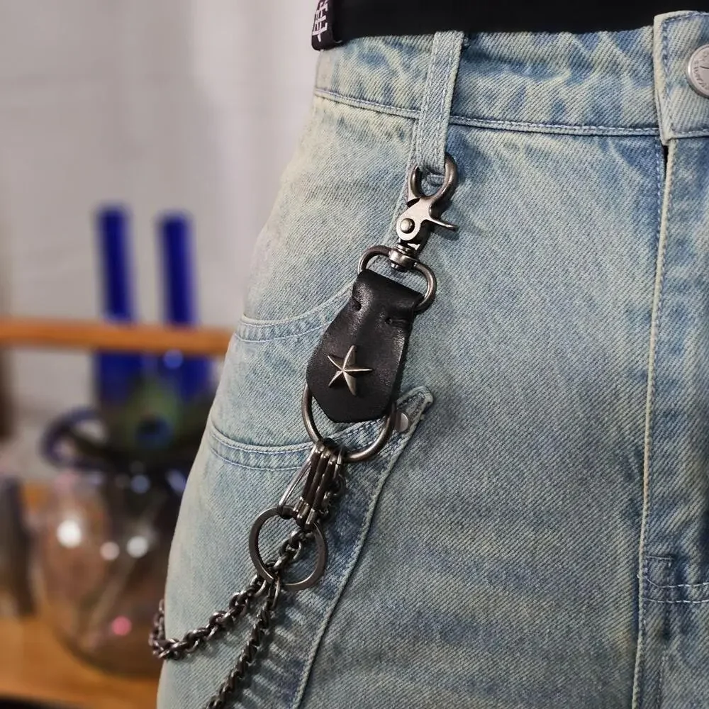 Double Wallet Chain – Gunmetal Star Fob